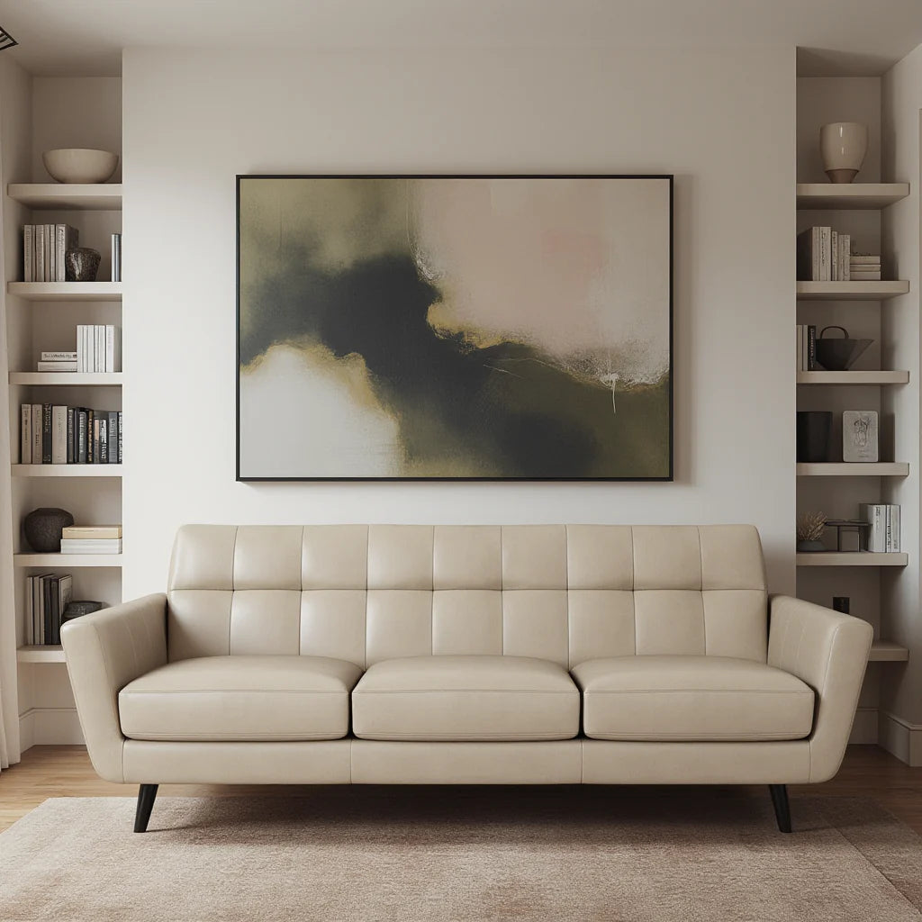 3 Seater Sofa For Home Furniture, Upholstery Pu Upholstery Premium and Durable Design For Living Room and Office- Beige