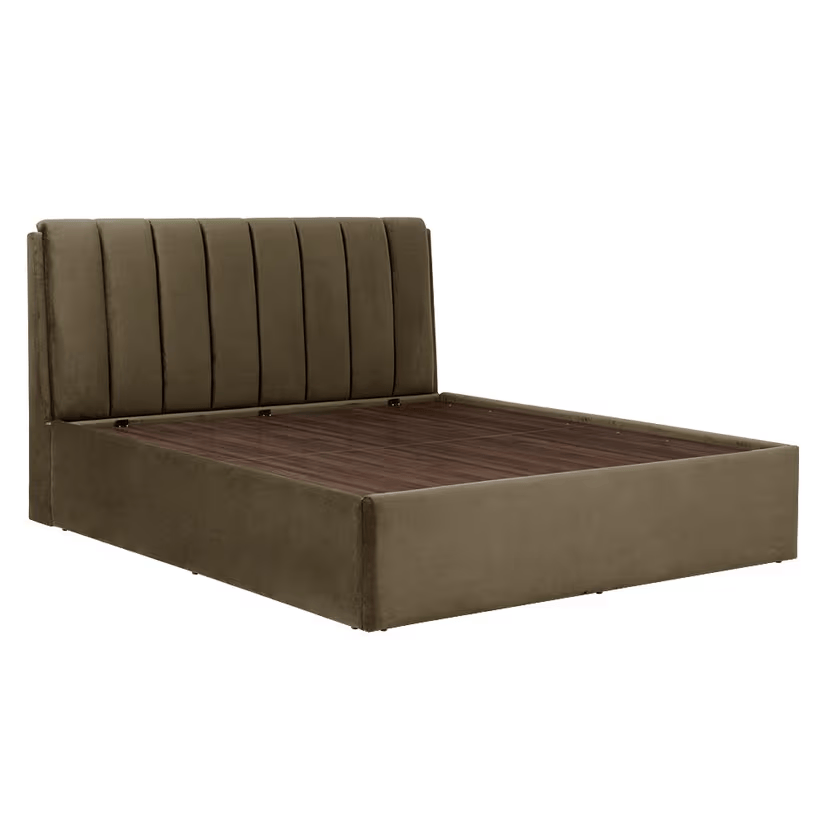 King Size Wooden Bed Upholstered Luxury Design with Hydraulic Storage Wooden Frame & Finished in Premium Velvet/Suede for Elegance & Durability