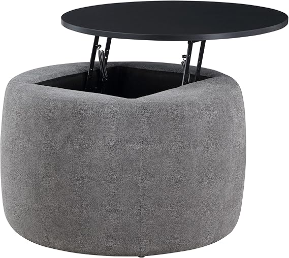 Ottoman For Home Furniture Modern & Durable Design With Storage Upholstery Suede Foot Rest for Office for living Room - Dark Grey