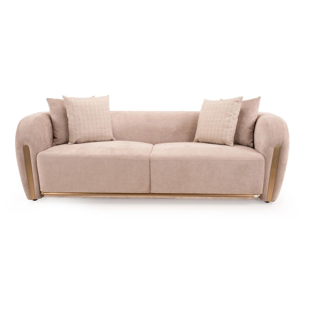 Luxury Italian Wooden Sofa Modern Curved Design Soft Fabric Upholstery High Density Foam Cushion Solid Wood Frame Handcrafted Premium Finish