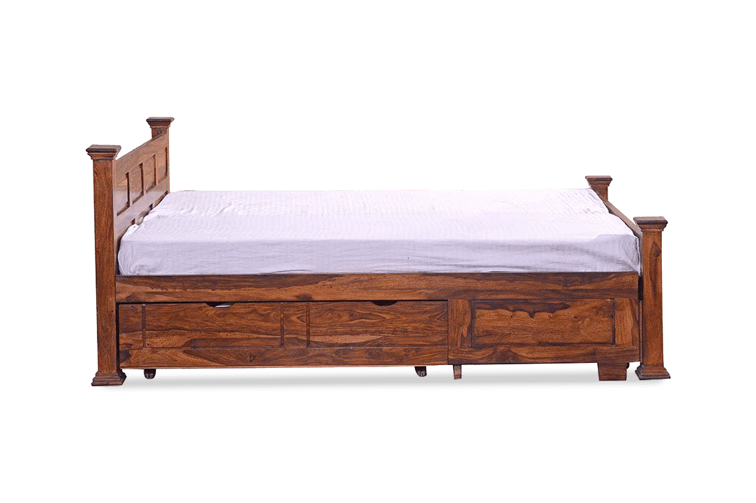Wooden Bed for Home Furniture – Smart Space-Saving King Size Wooden Bed with Hydraulic Storage | Modern Design, Polished Finish