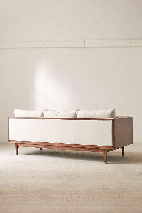 3 Seater Wooden Sofa For Home Furniture Upholstery Fabric ,Modern and Durable Design For Living Room and Office - White
