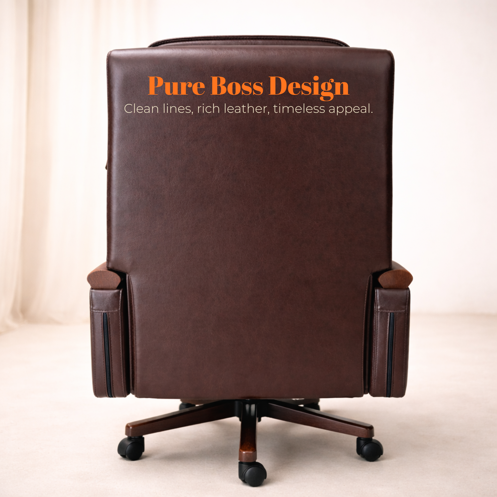 Luxury Wooden Director Chair with Premium Leather Upholstery, Ergonomic Design, Solid Wood Frame, Executive Comfort 150° Reclining Seat