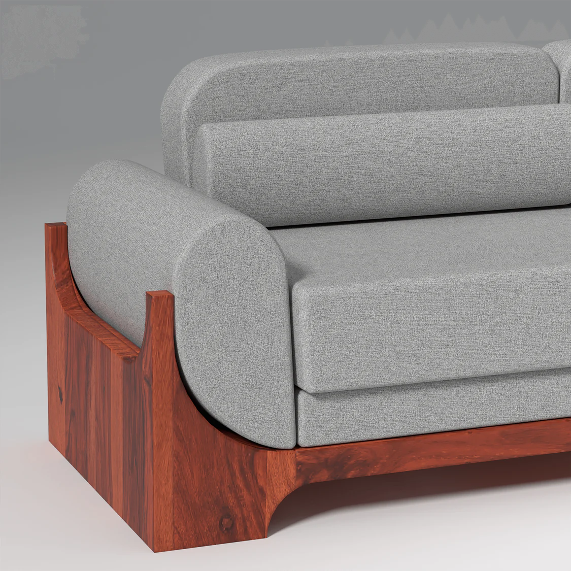 3 Seater Wooden & Sofa For Home Furniture, Upholstery Fabric Premium and Durable Design For Living Room and Office- Grey