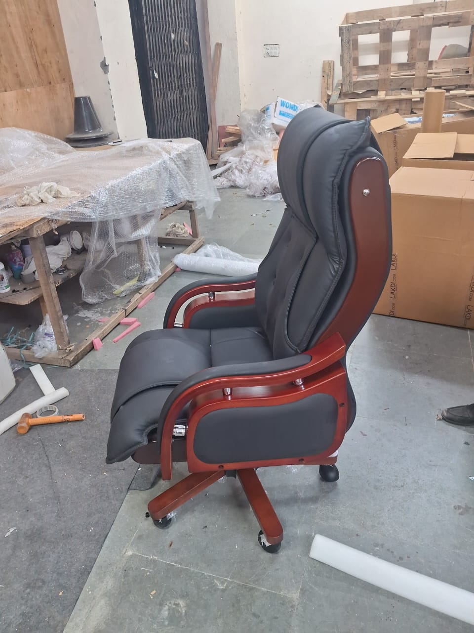Home And Office High Back Ergonomic Leatherette Director Chair with Wooden Base