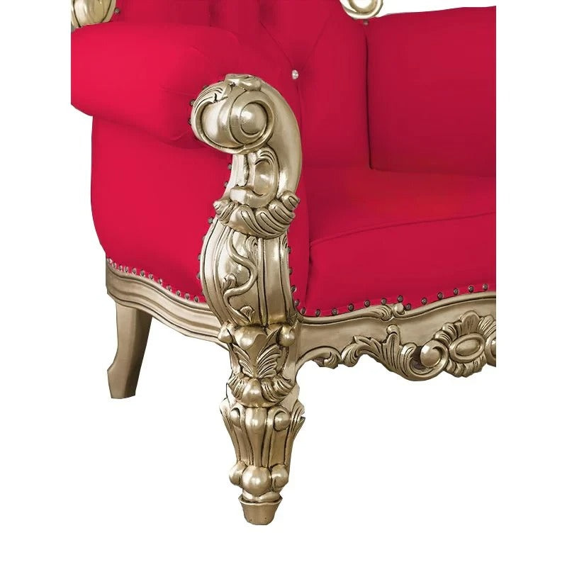 Royal Maharaja Chair, upholstered in luxurious Leatherette, featuring wide armrests and design and Hand Crafting Chair Durable & High Comfort Chair