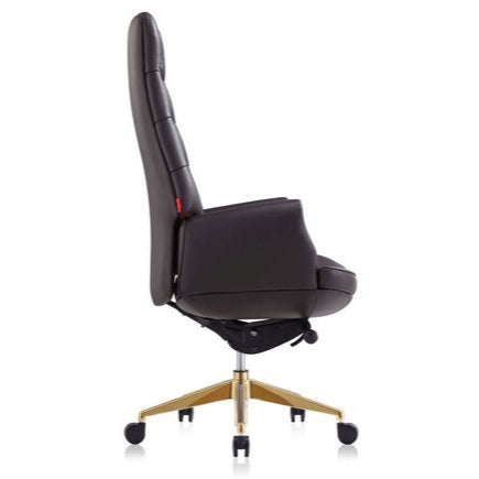 Luxury High Back Office Director & Executive Chair with PU Leatherette & Swivel Base and Metal Base With Gold Powder Coating