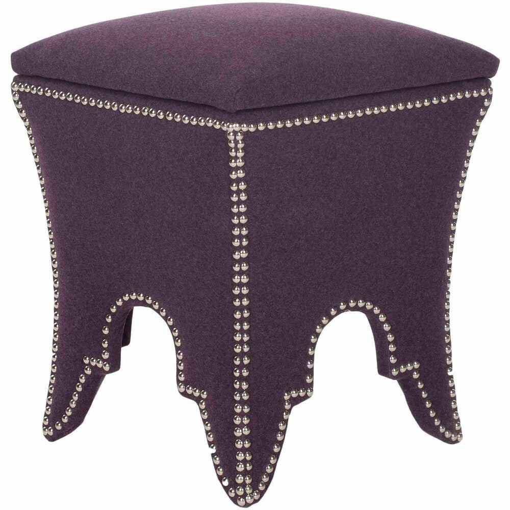 স্টোরেজ ফ্যাব্রিক আপহোলস্ট্রি এবং কাঠের বেস সহ পাউফ