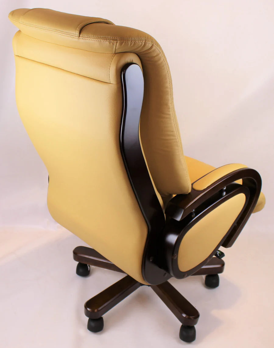 Director Chair for office Premium Leatherette with Wooden and Adjustable Height & Wooden Base and Wooden Polish - Black