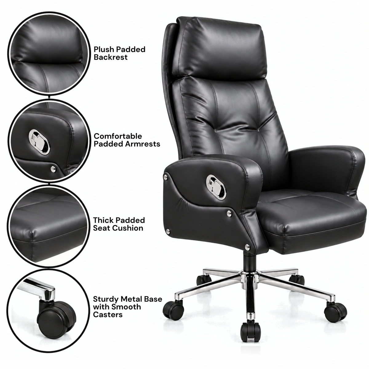 Director and Executive Chair High Back Faux Leather, Comfortable Seat Swivel Chair Revolving and Recliner Chair