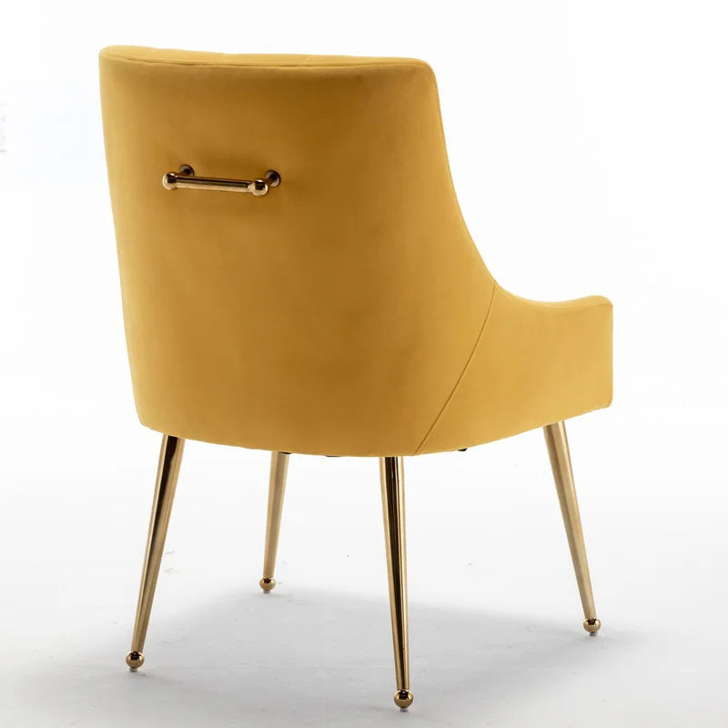 Luxurious Velvet Tufted Dining Chair with Golden Legs - Elegant Home Furniture for Dining Room & Accent Seating ( Pack of 2 )