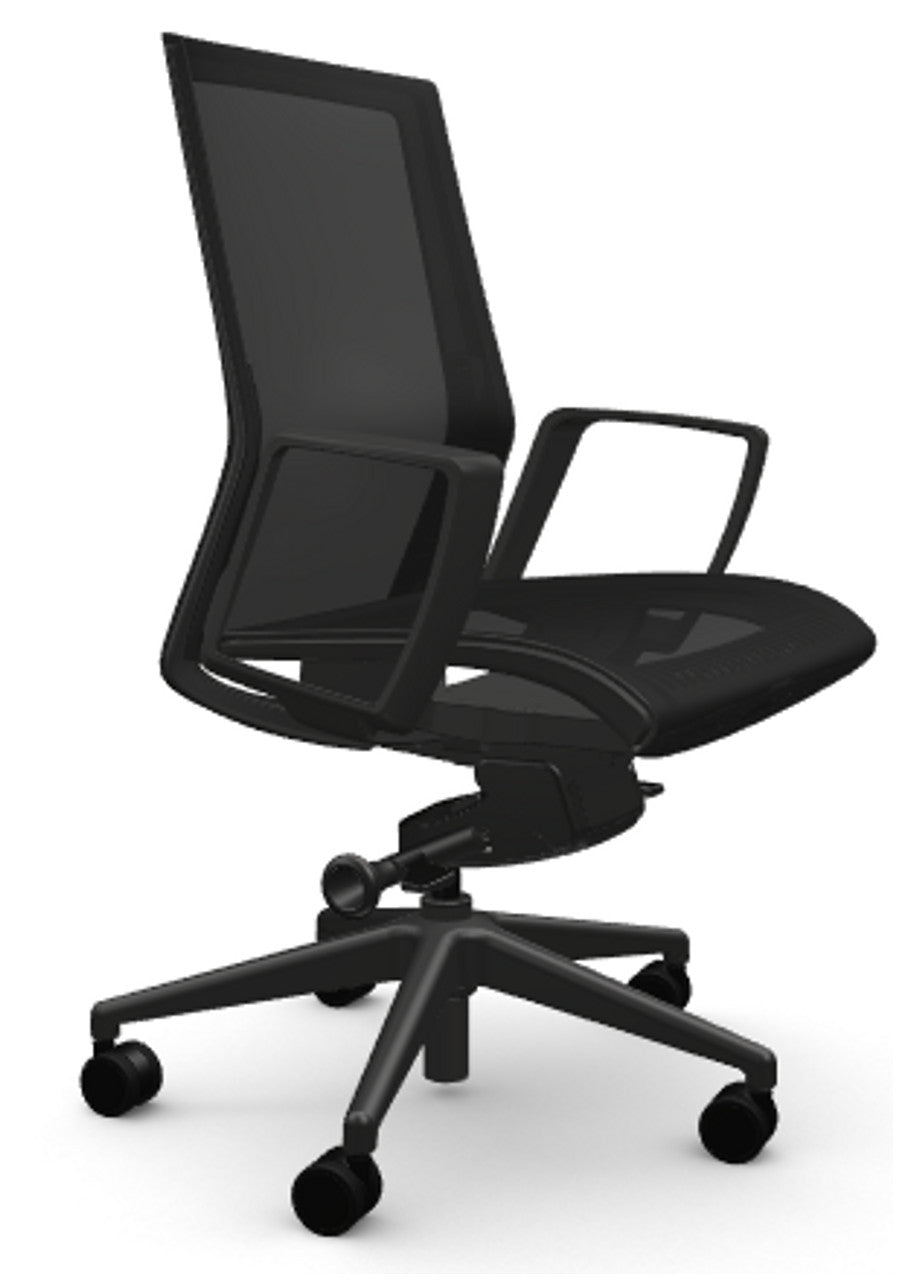 Mesh & Executive Task Chair Conference Chair with Synchro-Tilt Recline, Sliding Seat, Adjustable Arms, 300 lb. Capacity, Black Frame, Premium Design - Black