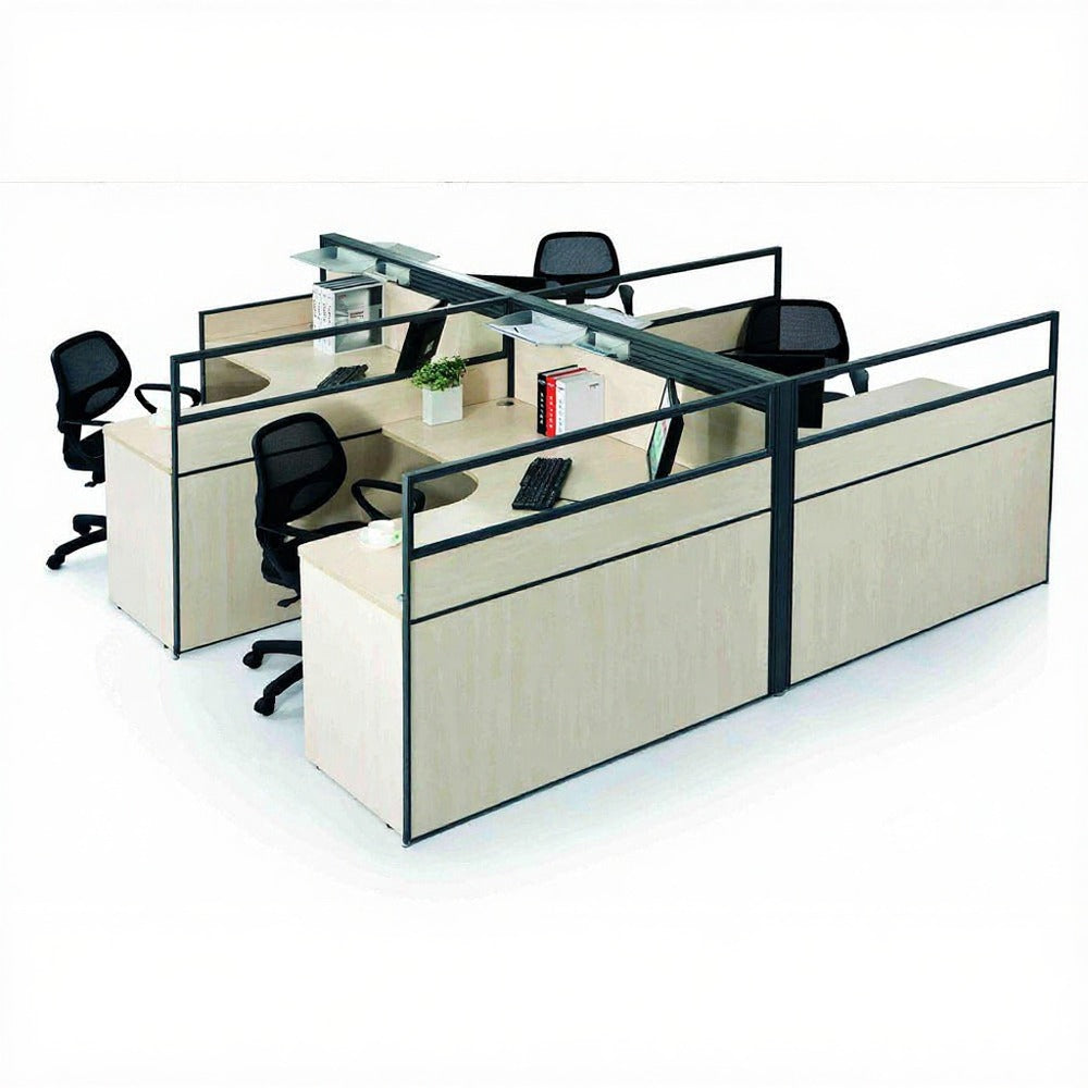 Luxury Modern & Efficient Cubicle Workstations and Design Layout 4 Persons Partition Office Desk