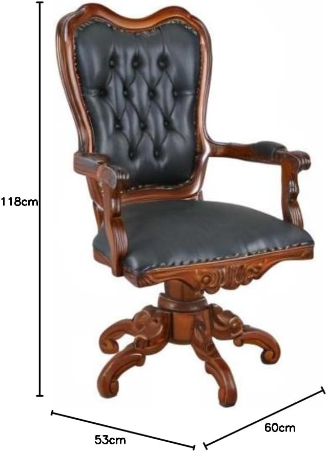 Office Director Chair Tufted Design Made in Solid wood with Leatherette and Soft Padded - Armrest and without Swivel Base and Polish