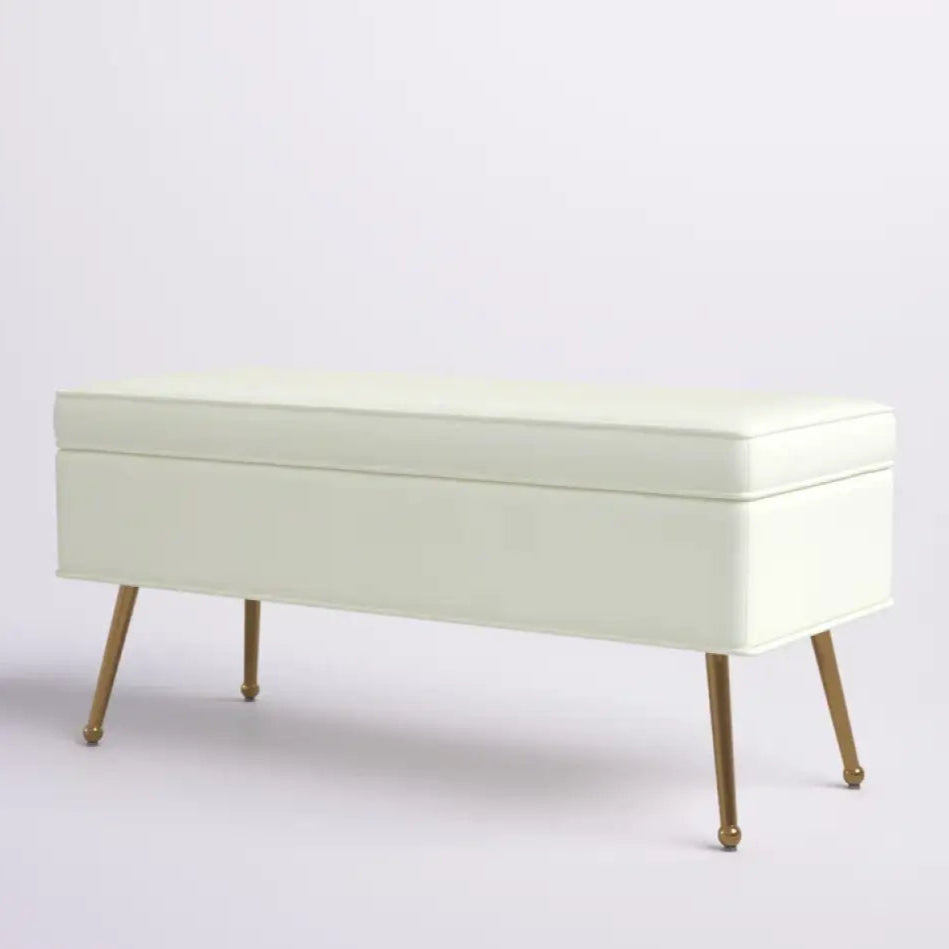 Ottoman with Storage – Velvet Upholstery Wood Frame with Foam Padding, Metal Legs or Living Room.