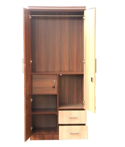 Wardrobe for Bedroom Used Storage – Designer Two‑Door Almirah, Spacious Hanging & Shelving Layout, Made from Durable Particle Wood