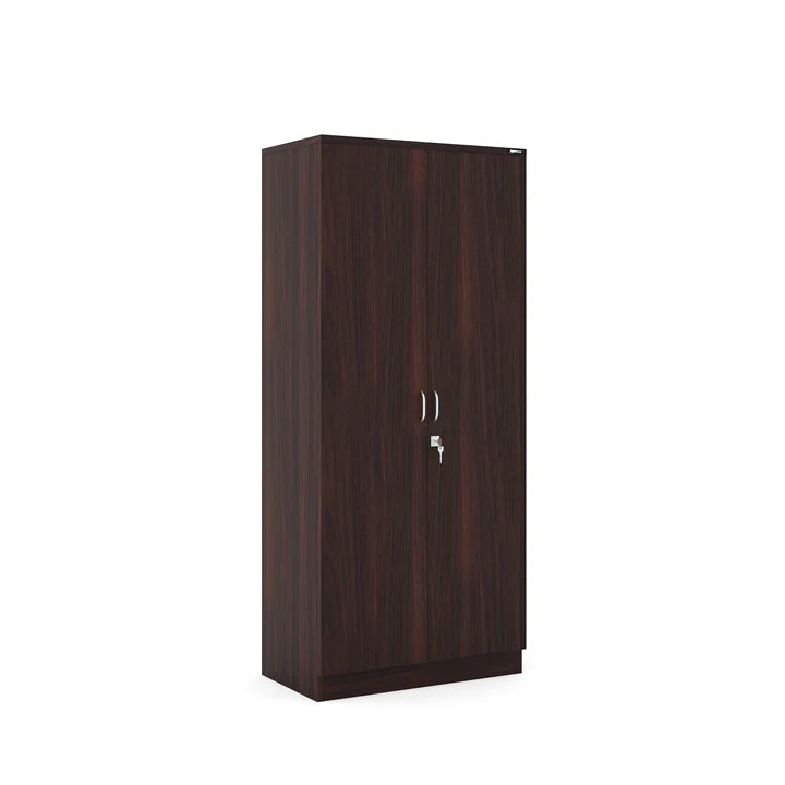 Wooden Wardrobe – 2-Door with Lock Storage Unit in Particle Board Open Shelves