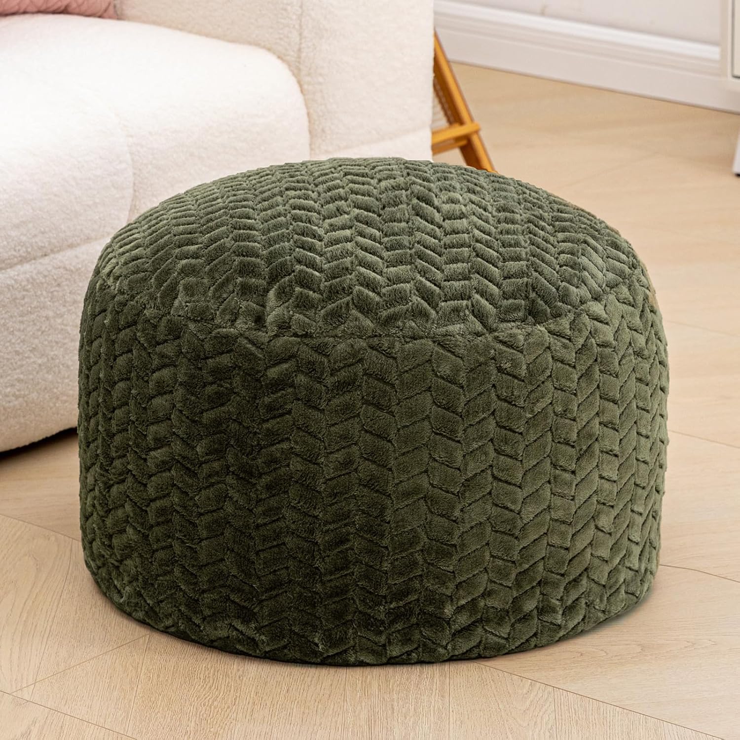 Ottoman For Home Furniture Upholstery Velvet, Foot Rest Modern And Durable Design Comfortable Seating with Storage for Living Room - Dark Green