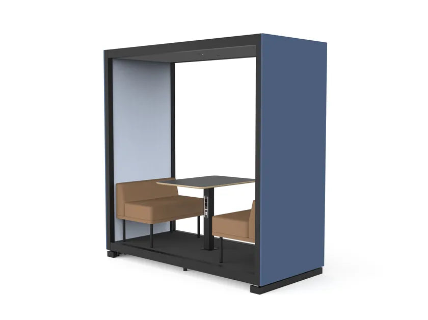 Office Focus Booth with Enclosed Seating Space with Contemporary 2-Seater with Privacy Enclosure.