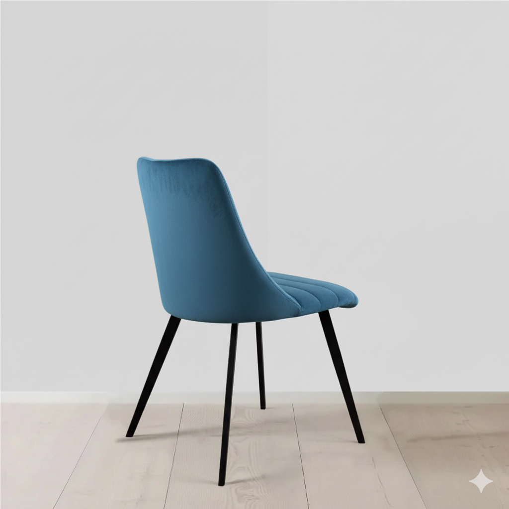 Luxurious Teal Velvet Dining Chair with Black Metal Legs - Stylish & Comfortable Home Furniture