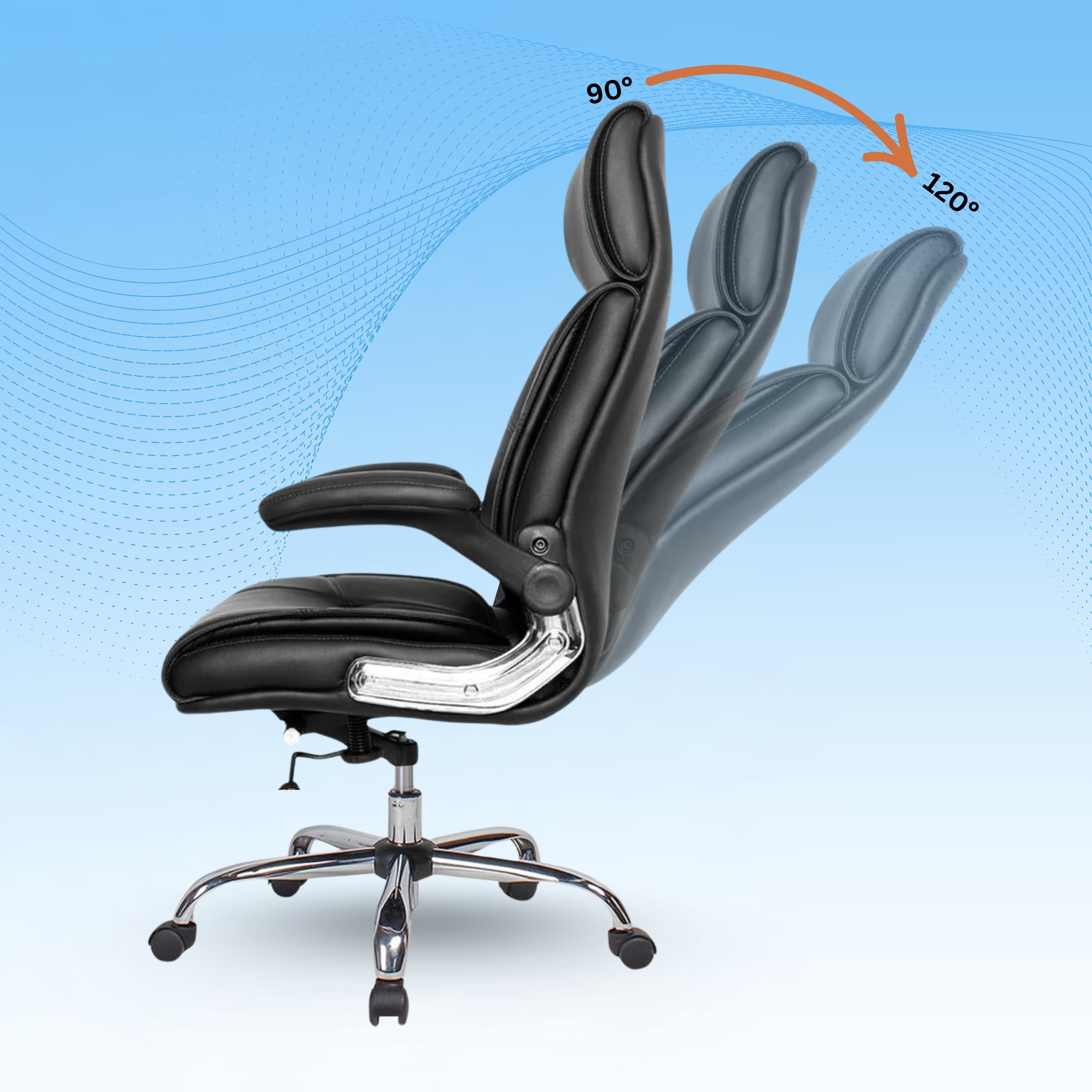 High Back Director Office Chair Ergonomic Leatherette Executive Chair with Adjustable Armrests, Comfortable Revolving Desk Chair for Office
