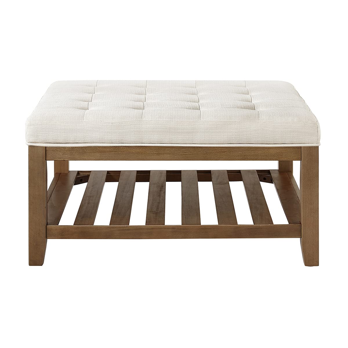 সেগুন কাঠের তৈরি অটোমান ফুট রেস্ট, কাপড় এবং টাফ্টেড ডিজাইন ৪০x৪০x১৯" দিয়ে তৈরি।