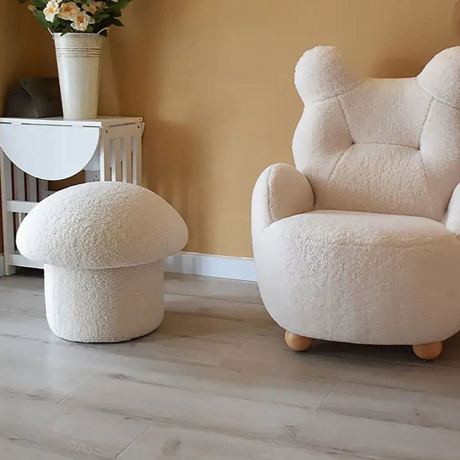 Ottoman Mushroom Stool – Upholstery Wood Frame with Foam Padding, Lightweight and Portable, for Living Room or Bedroom.