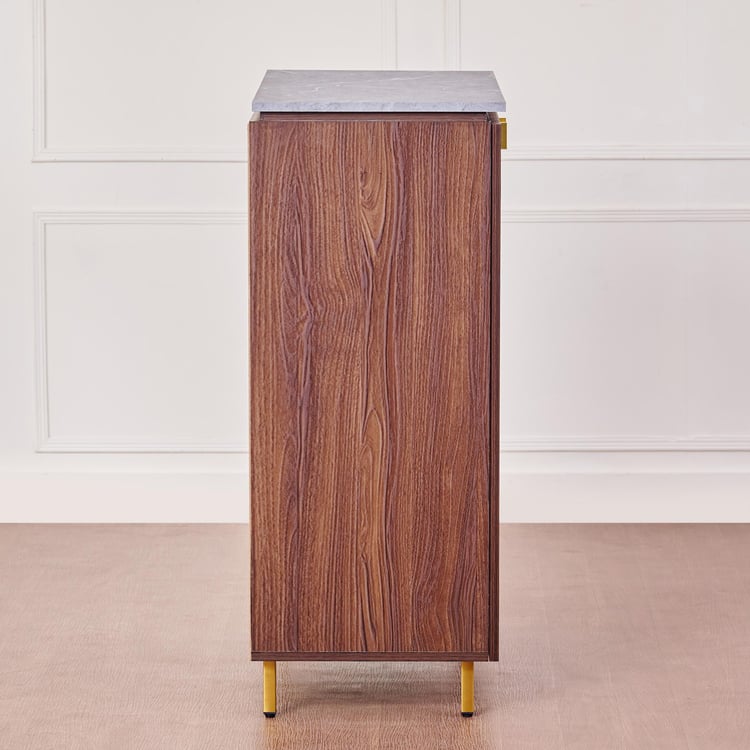 Wooden Shoes Storage Cabinet with Wooden Shelves, Soft-Close Hinges and Modern Style