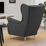 Lounge Chair For Living Room ,Comfortable Seating Luxury Chair, Upholstery Polyester and Teak Wood Legs With wooden Polish -Grey
