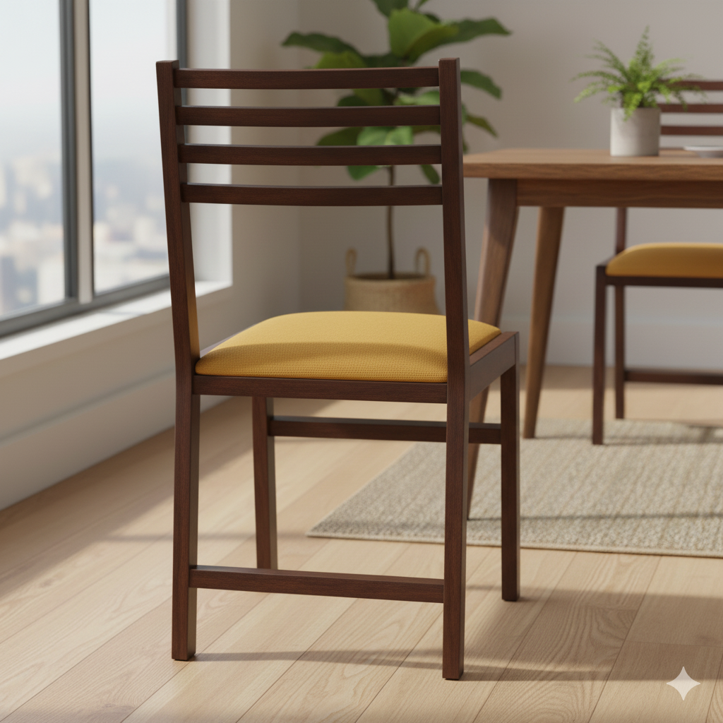 কাঠের ফ্রেম বেস সহ ডাইনিং চেয়ার