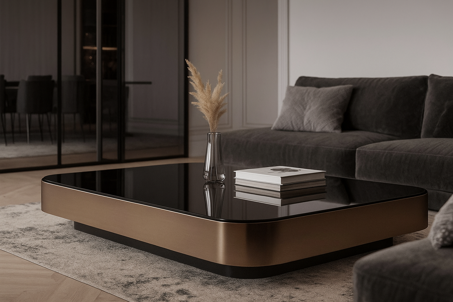 Center Table with Glossy Surface and Strong Base Creating Balanced Modern and Luxury Home Appeal