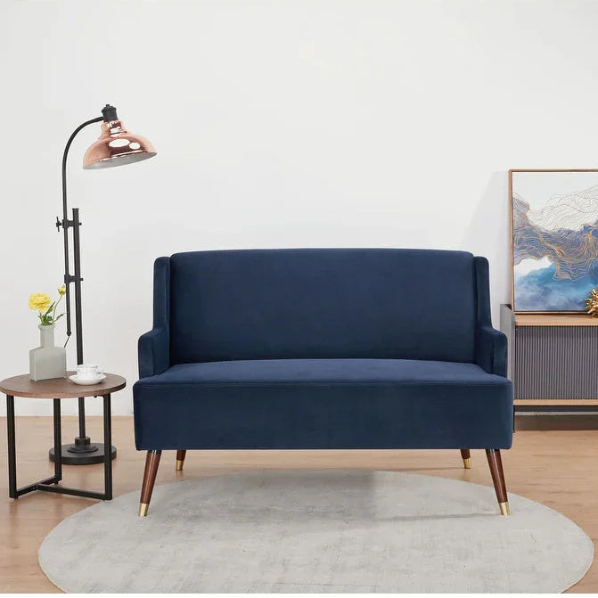 2 Seater Sofa For Home Furniture Upholstery Velvet Premium Comfortable & Sofa & Durable Design For Living Room -Navy Blue