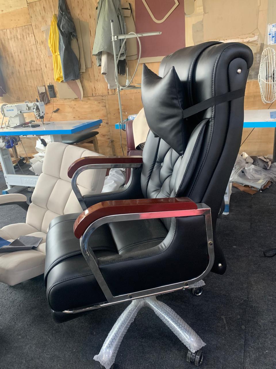 Director & Executive Office Chair Premium Leatherette with Recliner & Footrest and High Back Ergonomic Lumbar Support, Flip-Up Armrests