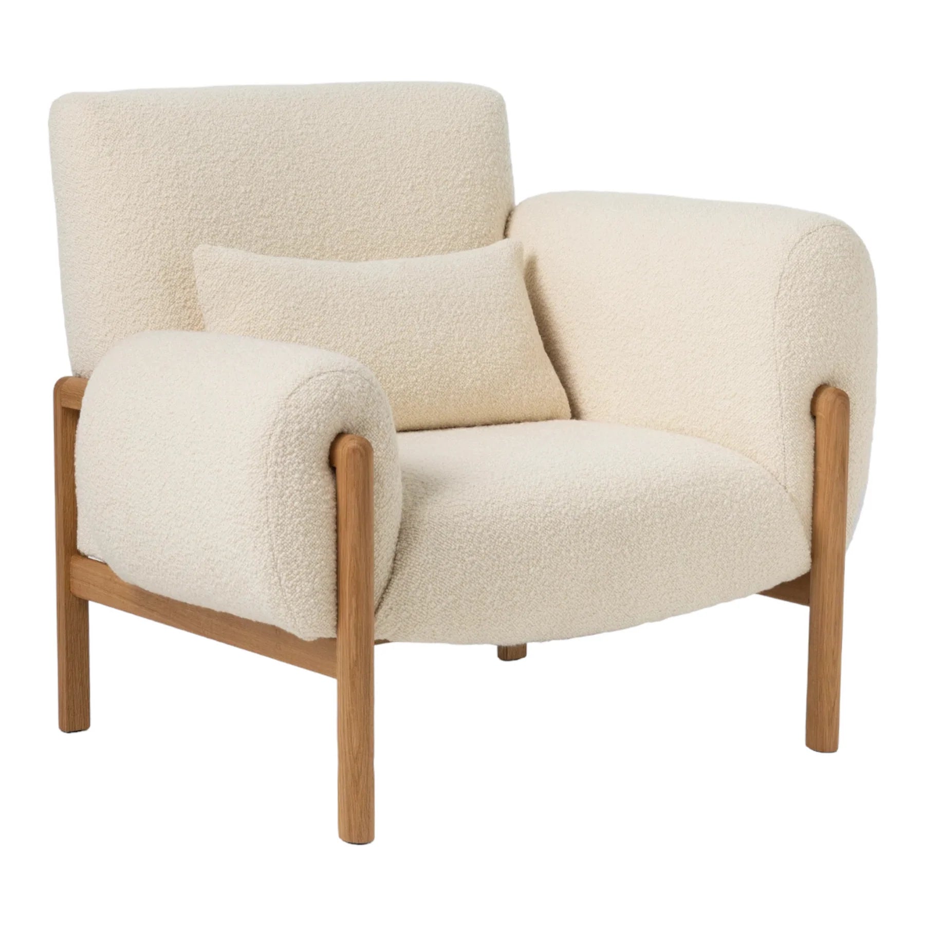 Lounge Chairs for Home Furniture Upholstery Woolen Fabric, Durable Arm Chair Premium Comfort For Living Room or Bedroom - White
