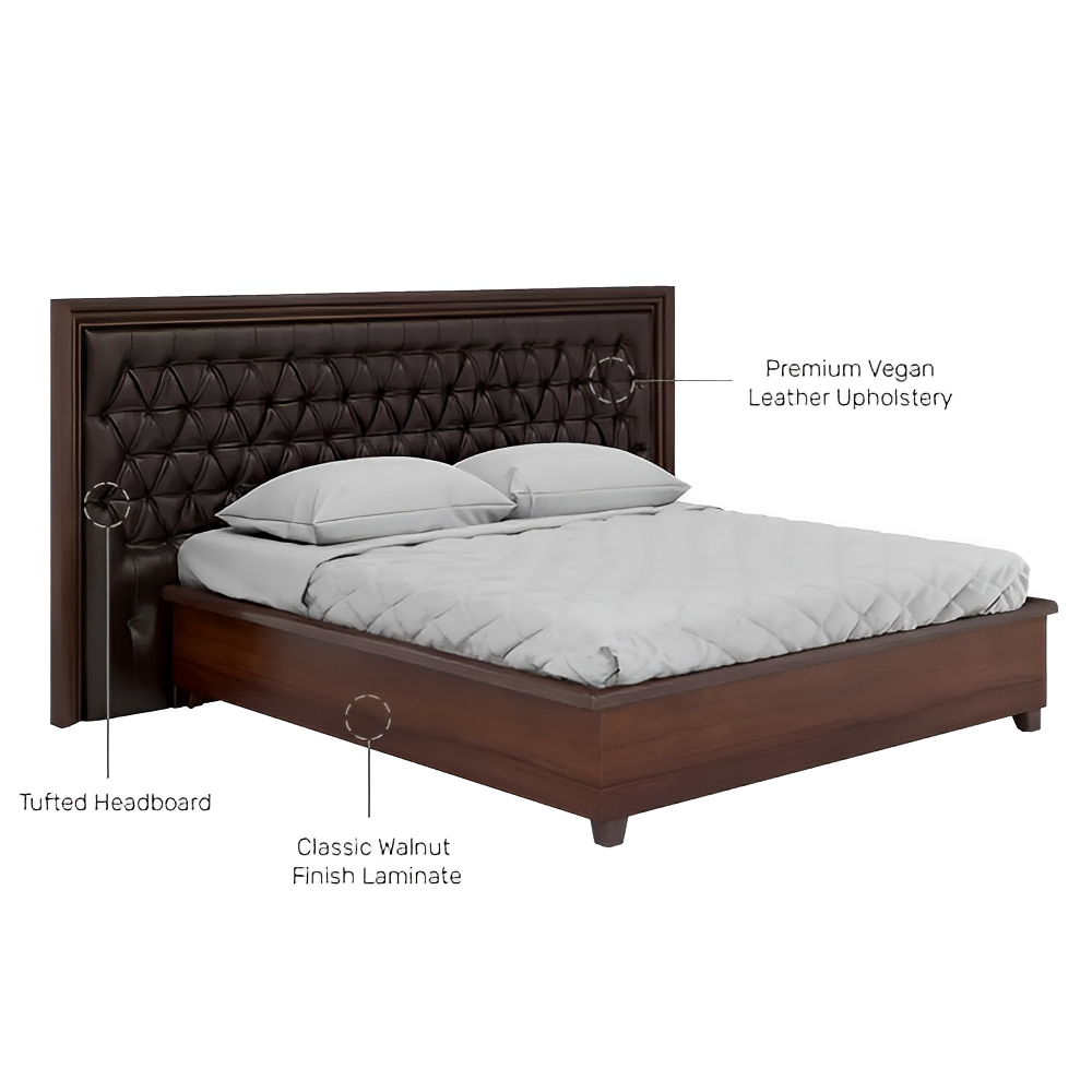 Luxury King Size in Stylish And Function Design With Hydraulic Storage Made in High-quality Solid wood and Leatherette upholstery in back Side