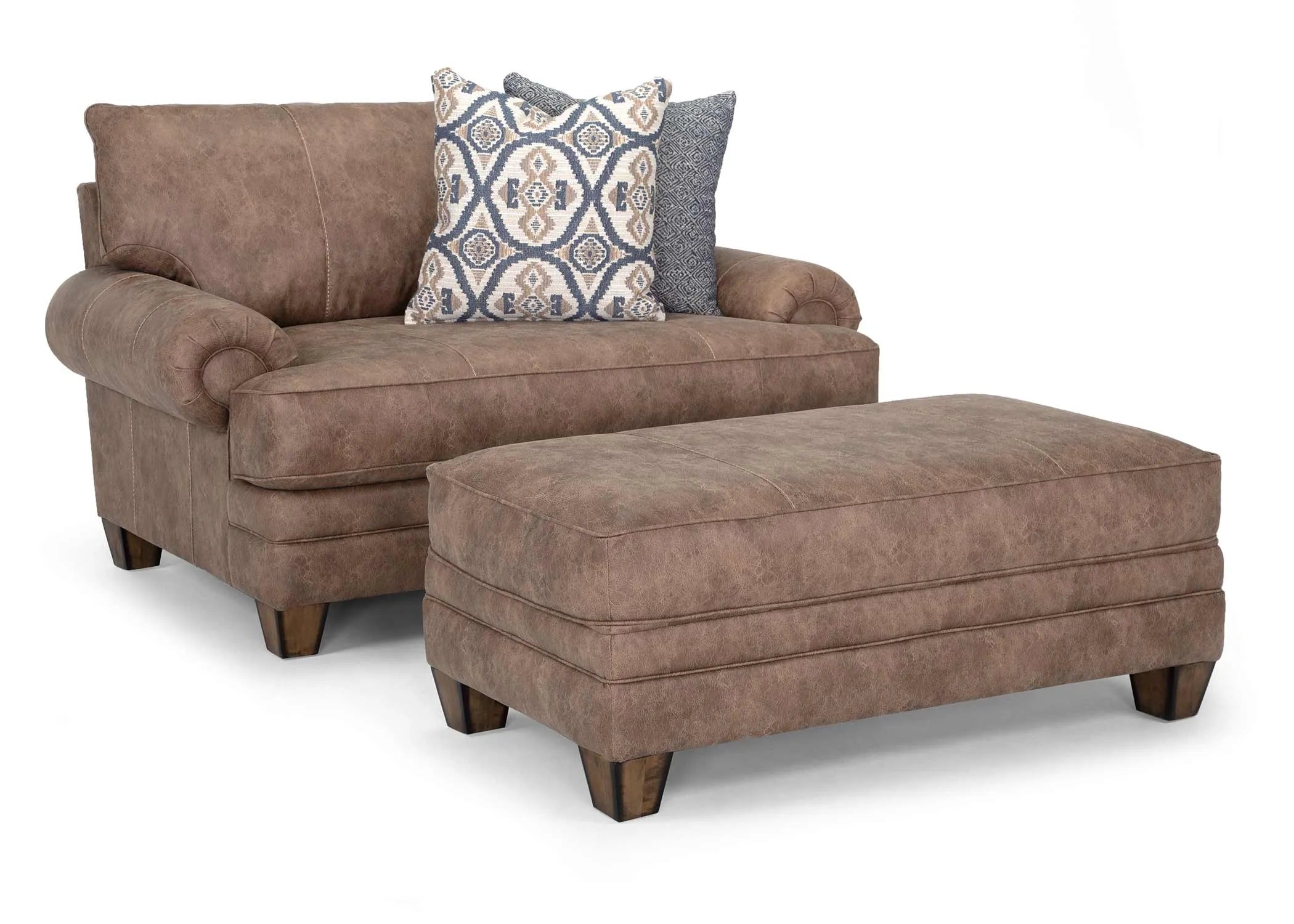 Elegant Ottoman – Rectangular Seat, Soft Polyester Fabric, and Wooden Legs – Ideal for Seating or Coffee Table Use