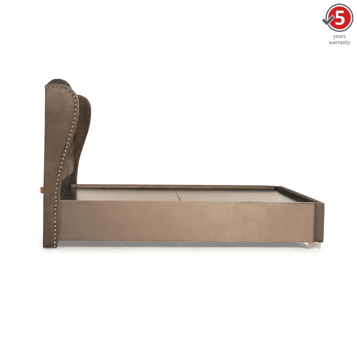 King Size Wooden Bed with Wingback Headboard Fully Upholstered Luxury Design Made in  Plyboard with Premium Leatherette Fabric for Elegance, Comfort & Durability