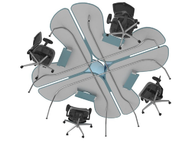 Modern 4-Person Collaborative Workstation with Ergonomic Design