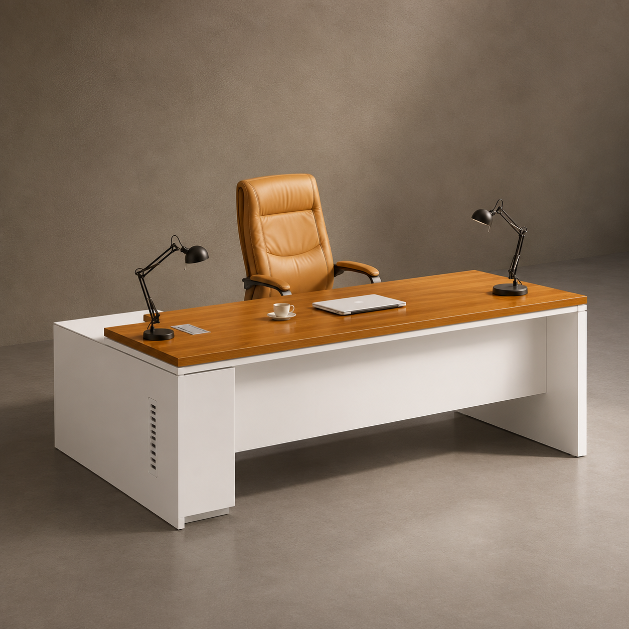 Director and Executive L Shape Office Table Made Particle Board with Side Unite and Multi Drawers & CPU Space