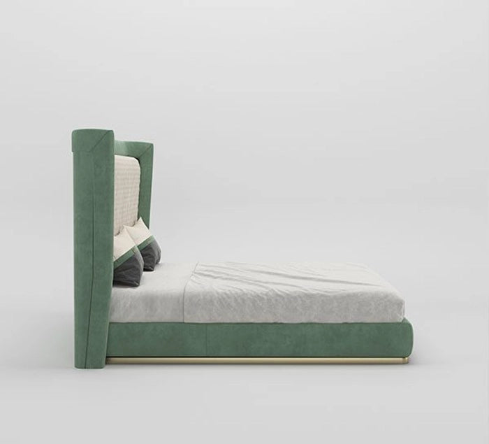 Luxury Velvet King Size Upholstered Bed – Solid Teakwood & Plywood Frame, without Storage