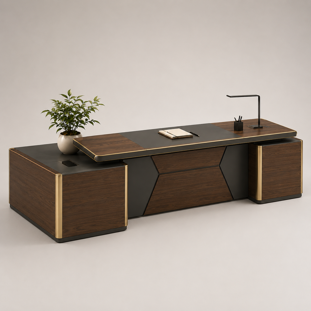 Executive Director Office Table with Side Credenza Organizer | Premium CEO Desk for Modern Corporate Office and Cabin
