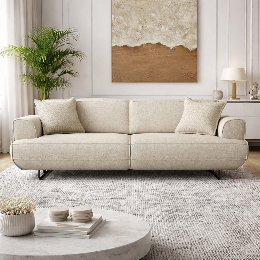 घर के फर्नीचर के लिए 3 सीटर चेस्टरफील्ड सोफा, टफ्टेड आधुनिक डिज़ाइन और लेदरेट फ़ैब्रिक, लिविंग रूम के लिए टिकाऊ और आरामदायक