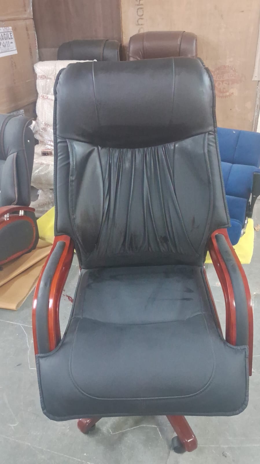 Modern Office Director Chair Made in Plyboard with Soft Padded Leatherette, Fixed Armrest, Revolving & Swivel Base for Ultimate Comfort
