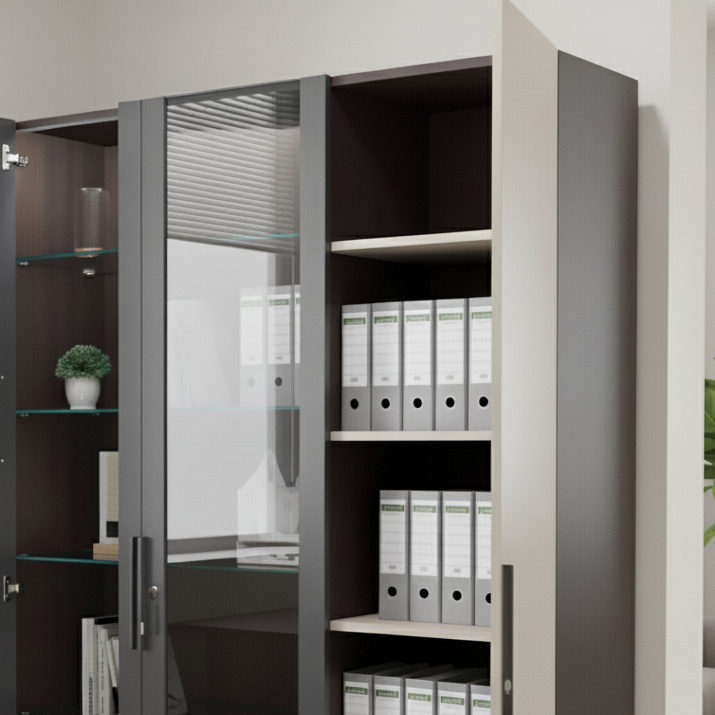 Office Cabinet with Premium File Storage and Modern Design Look, and High Durability with Glass Doors