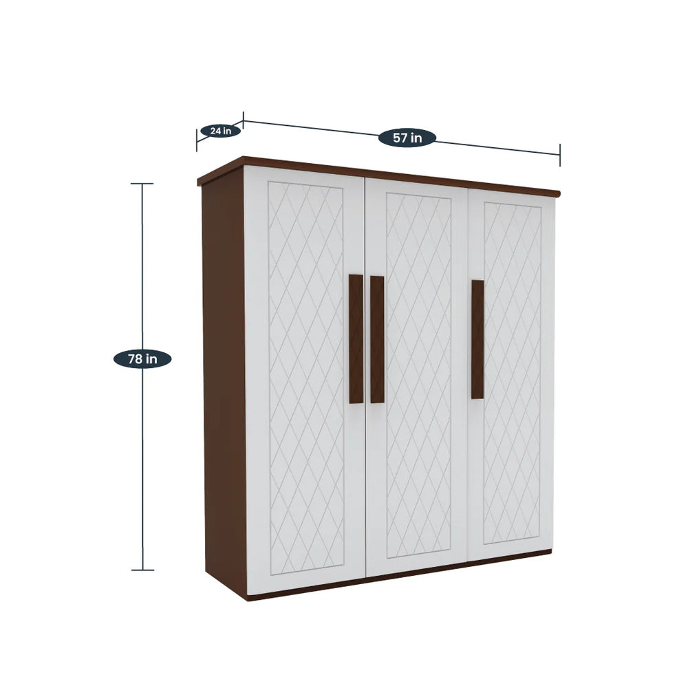 Wardrobe for Home 3-Door Designer Handles and Scratch-Resistant Premium Finish