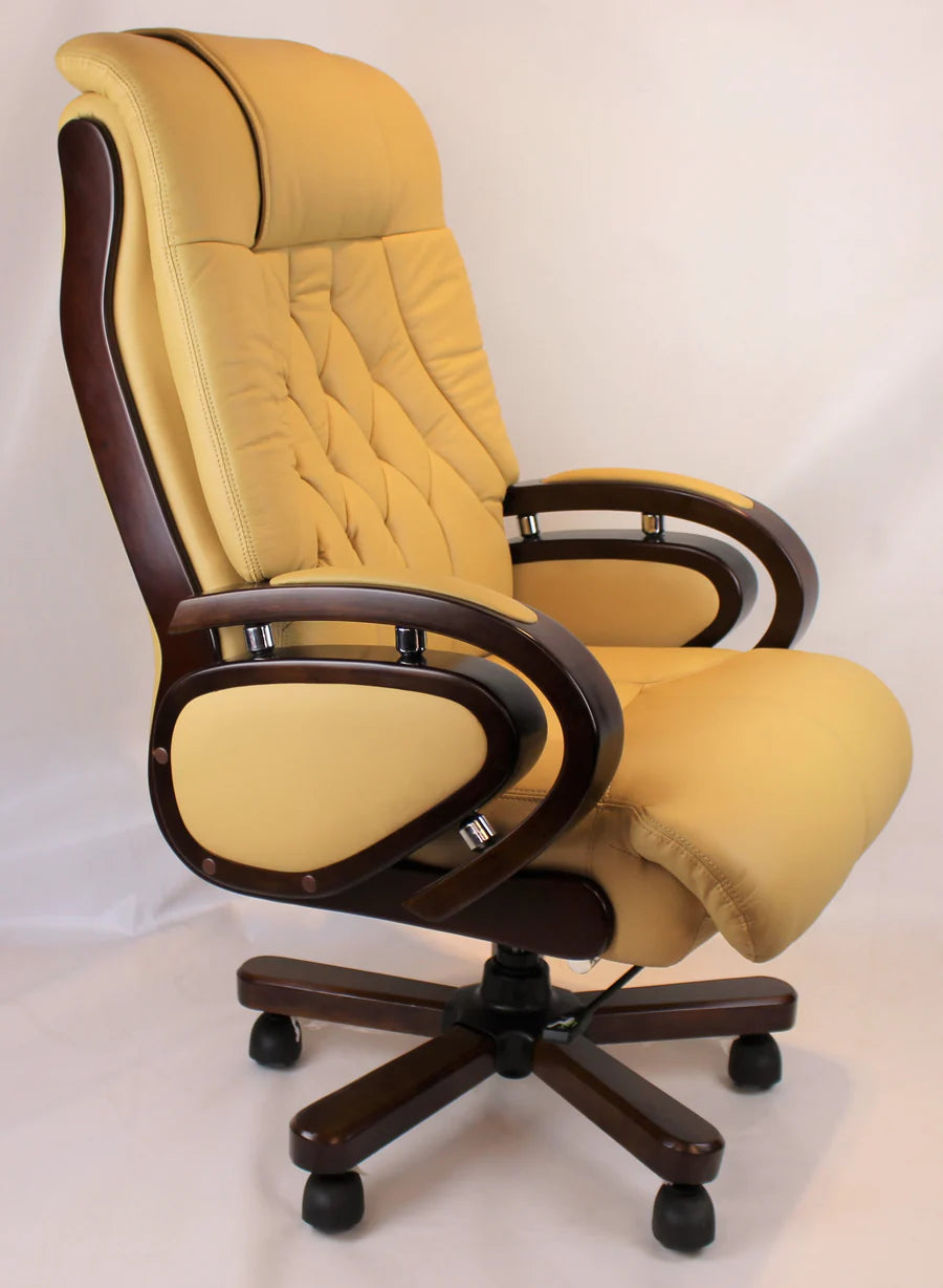 Director Chair for office Premium Leatherette with Wooden and Adjustable Height & Wooden Base and Wooden Polish - Black