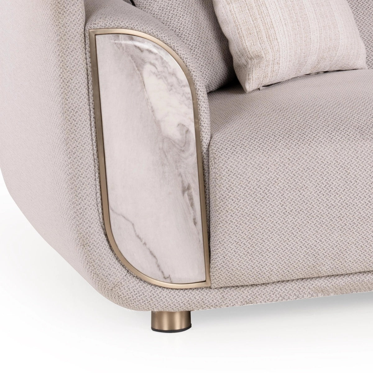 Luxury Wooden Sofa Modern Curved Design Soft Fabric Upholstery High Density Foam Cushion Solid Wood Frame Handcrafted Premium Comfort