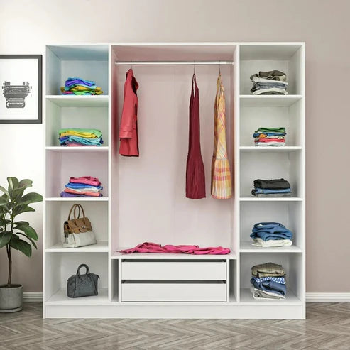 Wardrobe for Effortless Style Premium 4-Door Mirrored Wardrobe, Ideal for Contemporary Compact Bedrooms