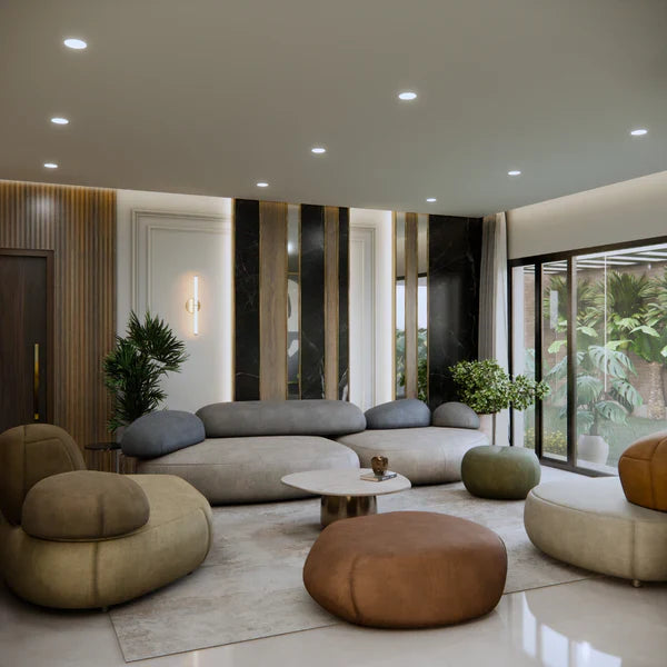 Long Seater Sofa For Home Furniture Upholstered velvet, Unique & Modern Design For Living Room or Hall - Grey