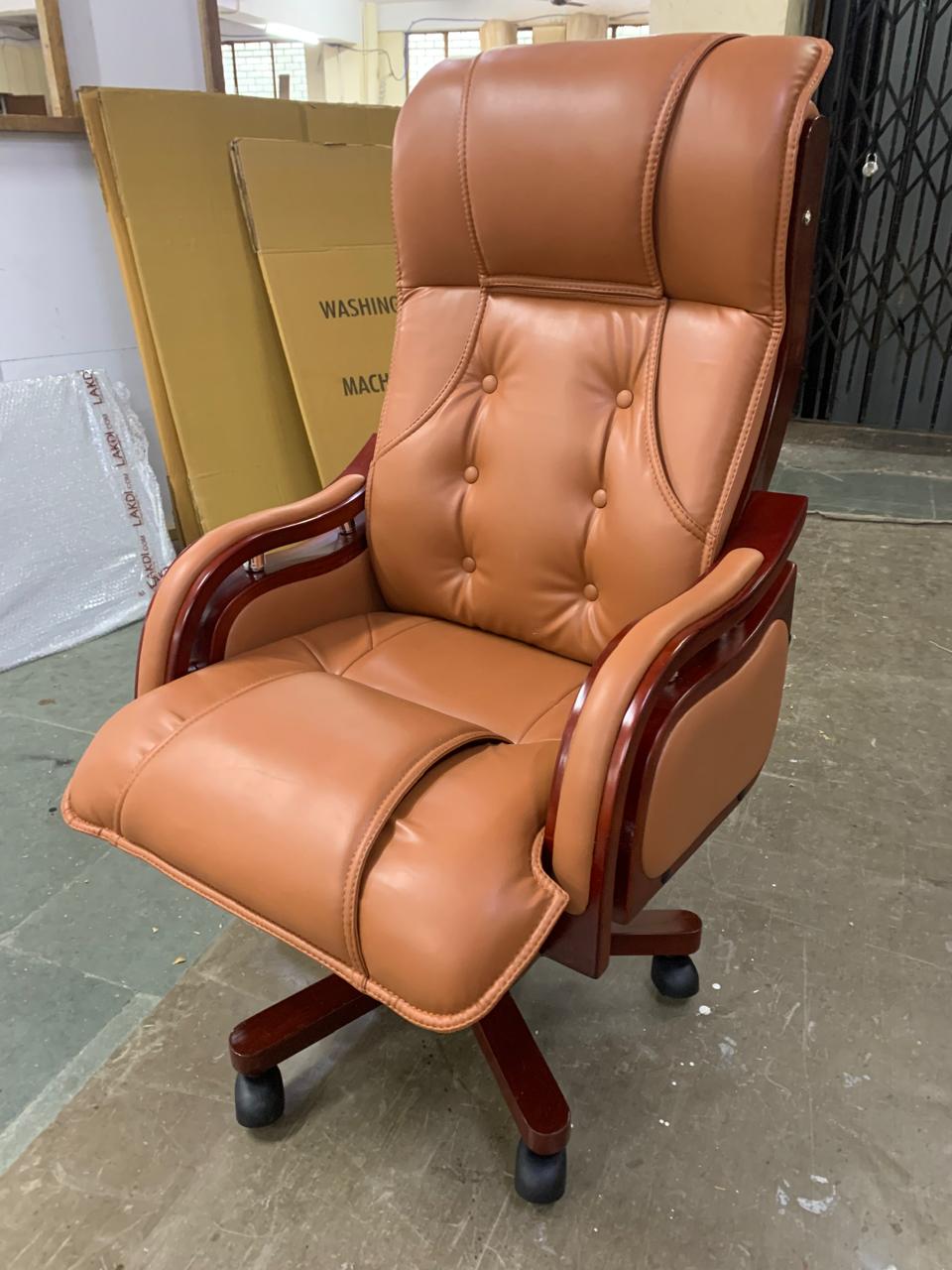 Home And Office High Back Ergonomic Leatherette Director Chair with Wooden Base